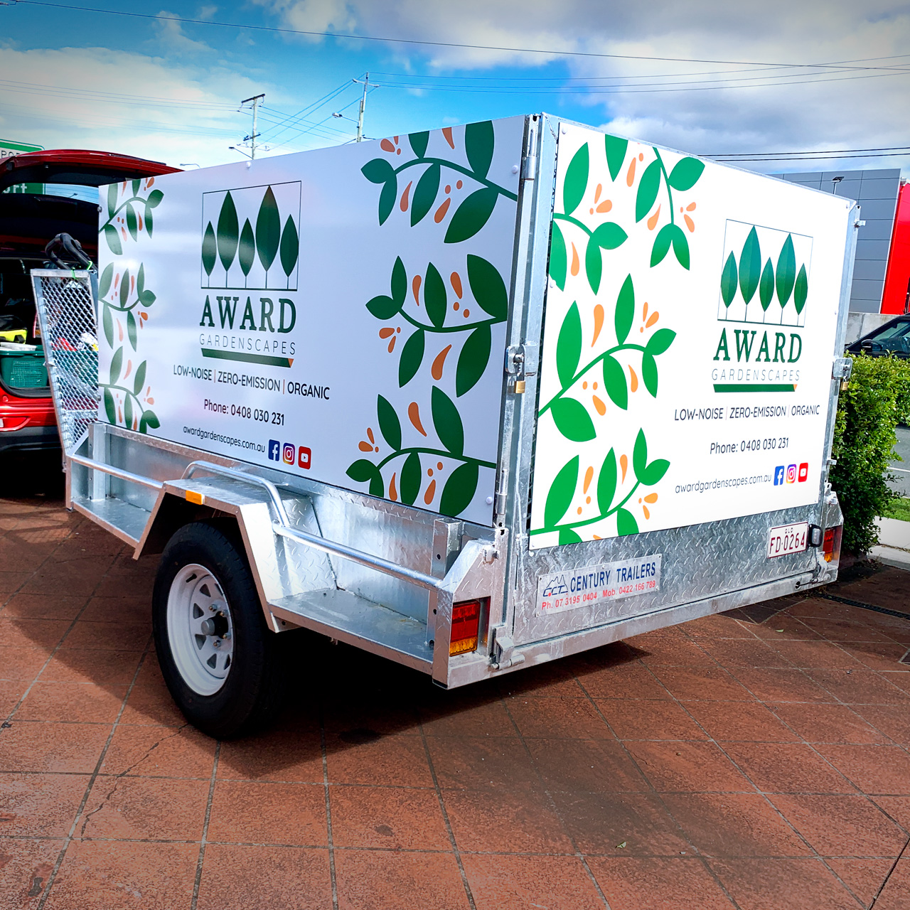 Our trailer signage kit for Award Gardenscapes Gold Coast Landscaping company